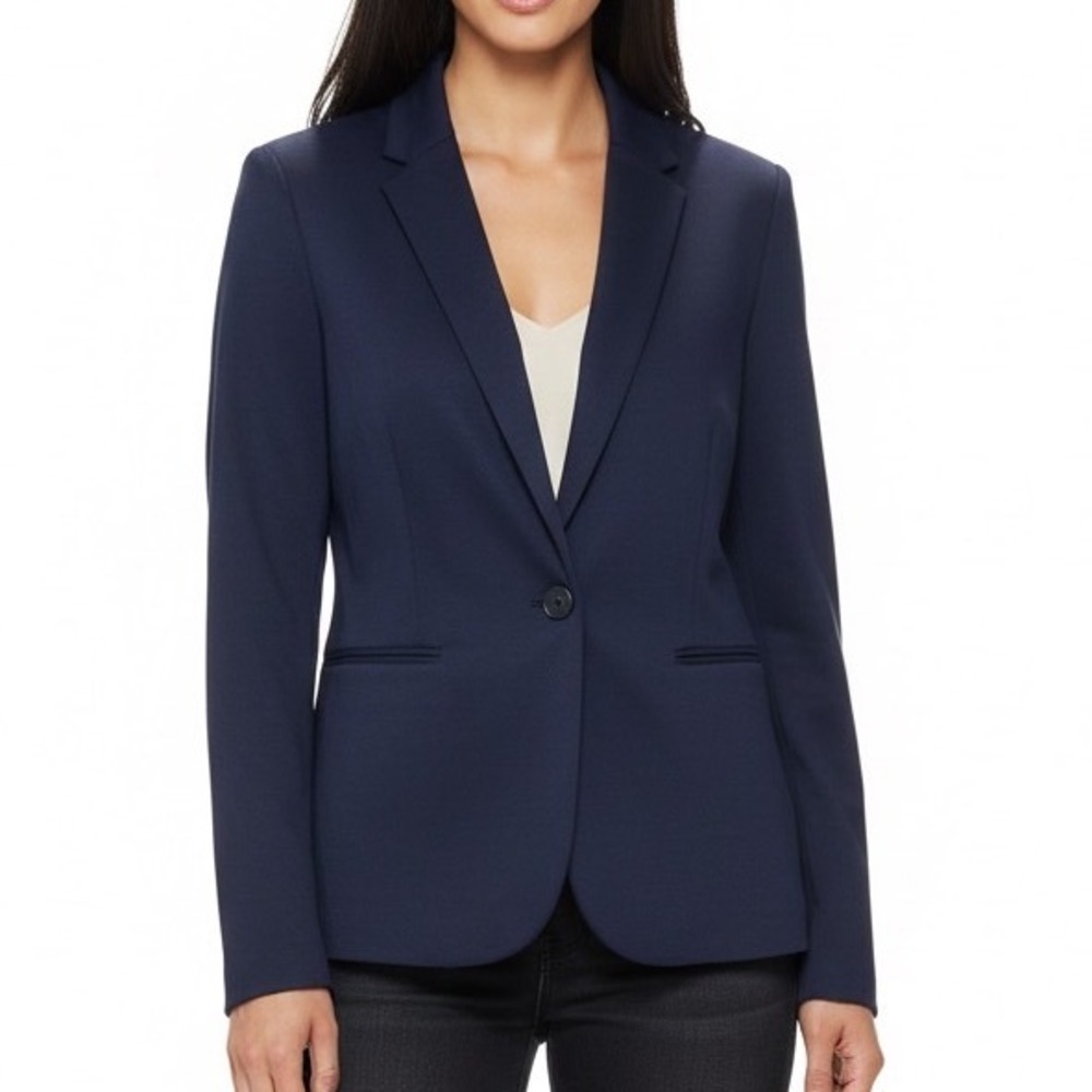 Joules Great‎ Britain Navy Blue Blazer 12 Polka Dot Lined One Button Cotton Poly